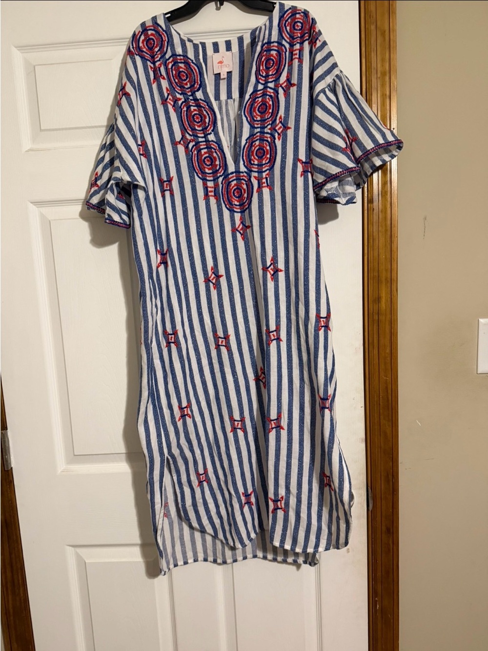 Nimo Embroidered Kaftan Dress S linen perfect condition smoke pet free home